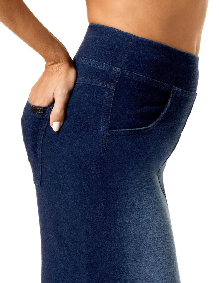 Hue Game Changing Pull On Pencil Skirt Dark Rinse Wash Women Shorts and Skirts