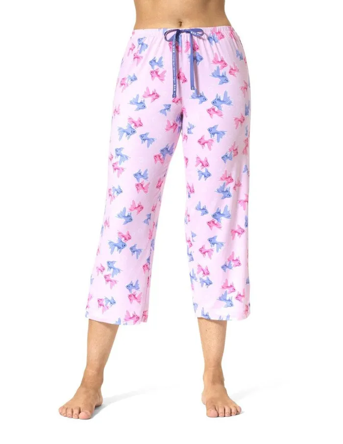 Hue Goldfish Friends PJ Capri Pink Lady Women Plus Size