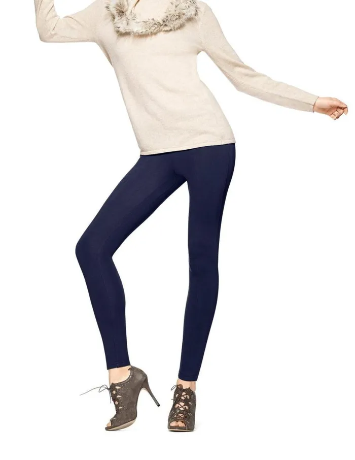 Hue High Waist Black Out Ponte Legging Navy Women Ponte