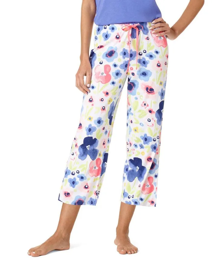 Hue Josie039s Floral Capri PJ Pant White Women Bottoms