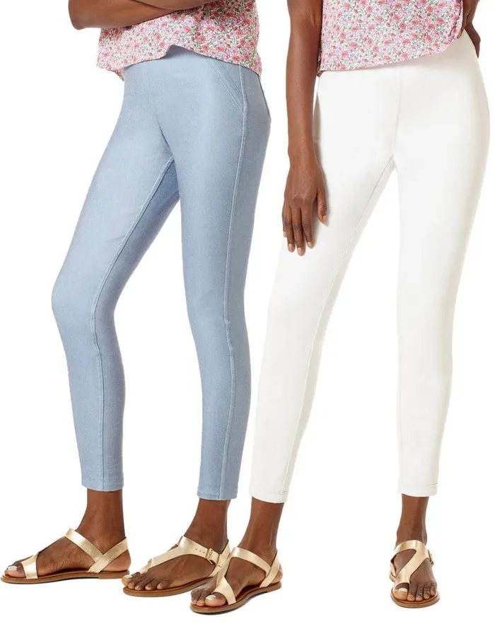 Hue Reversible Denim Skimmer Legging Chambray White Women Skinny