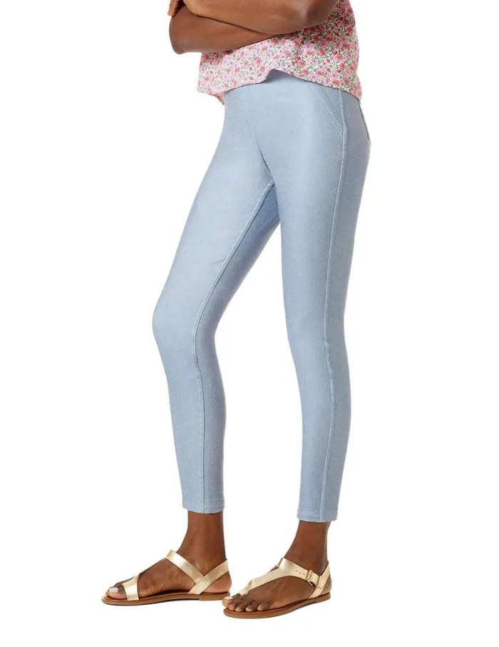 Hue Reversible Denim Skimmer Legging Chambray White Women Skinny