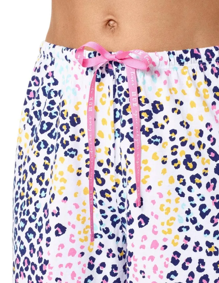 Hue Spring Leopard Bermuda PJ Pant White Women Plus Size