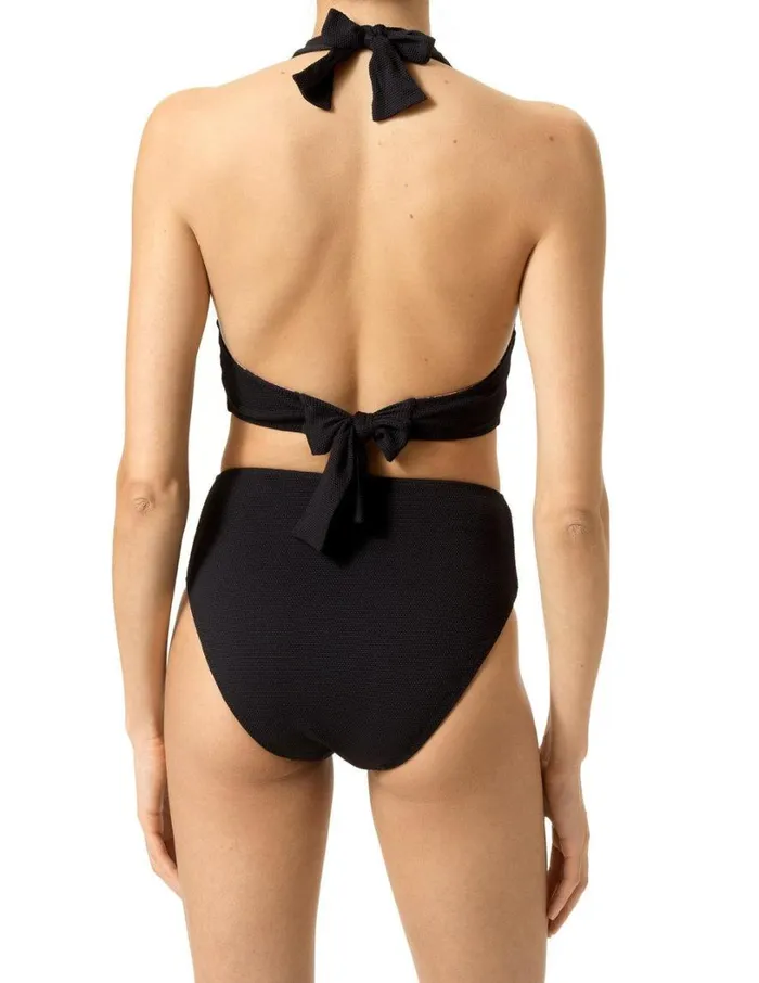 Hue Tropical Breeze Reversible Halter Bikini Top Black Women Tops