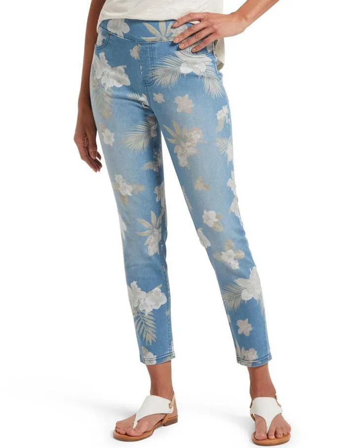 Hue Tropical Orchid Ultra Soft Denim High Waist Skimmer Multi Women Denim