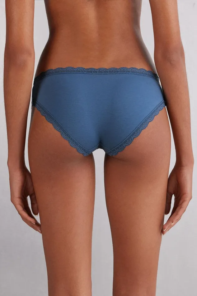 Intimissimi Bikini Panties Women Cotton And Lace Panties Blue 658j 8211 Lapis Blue