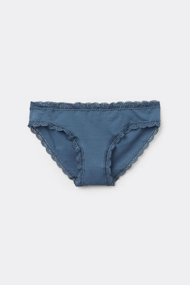 Intimissimi Bikini Panties Women Cotton And Lace Panties Blue 658j 8211 Lapis Blue