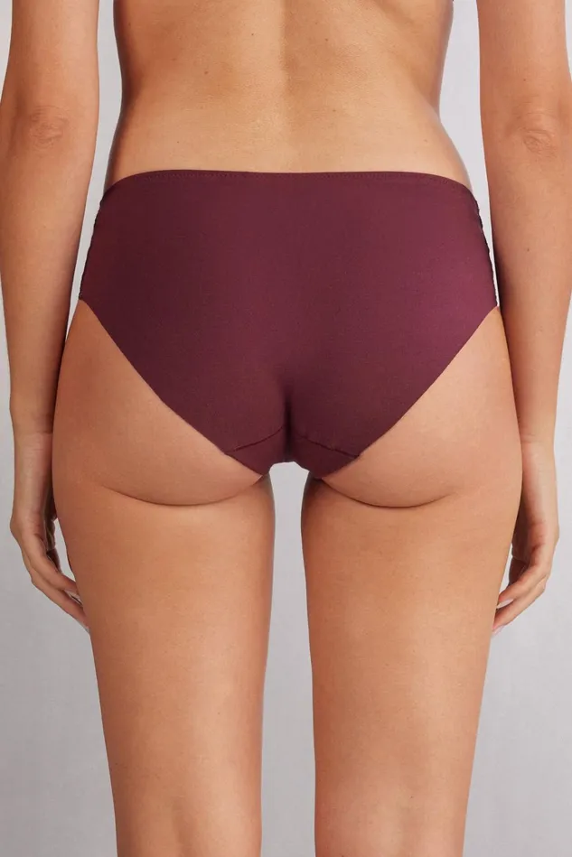 Intimissimi Bikini Panties Women Elegant Silhouette Seamless Cotton Panties Burgundy 653j 8211 Folk Red