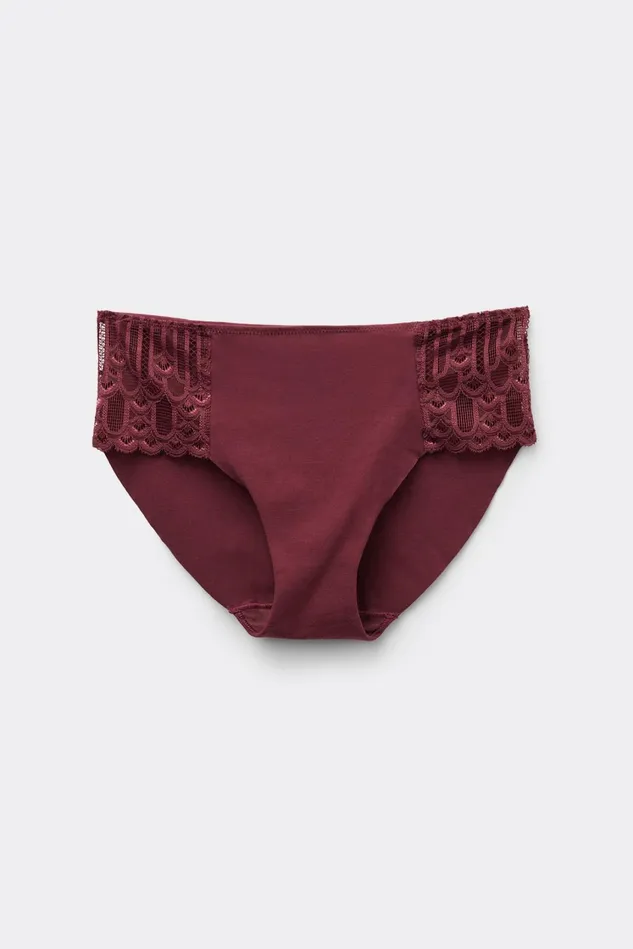 Intimissimi Bikini Panties Women Elegant Silhouette Seamless Cotton Panties Burgundy 653j 8211 Folk Red