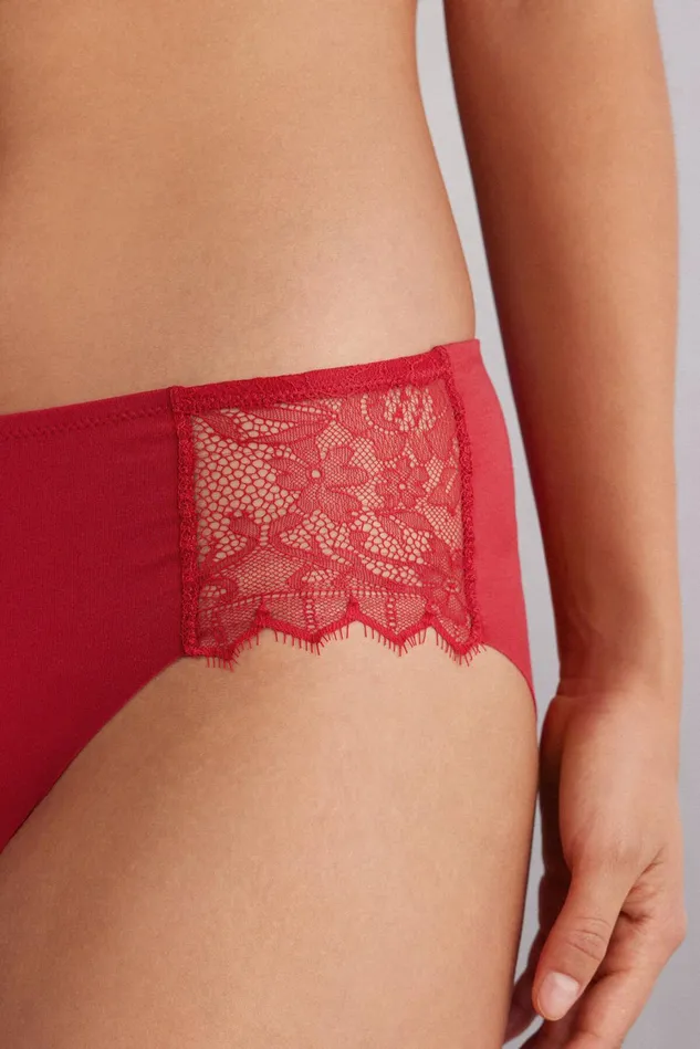 Intimissimi Bikini Panties Women Intriguing Beauty Cotton Panties Red 9888 8211 Candy Apple Red