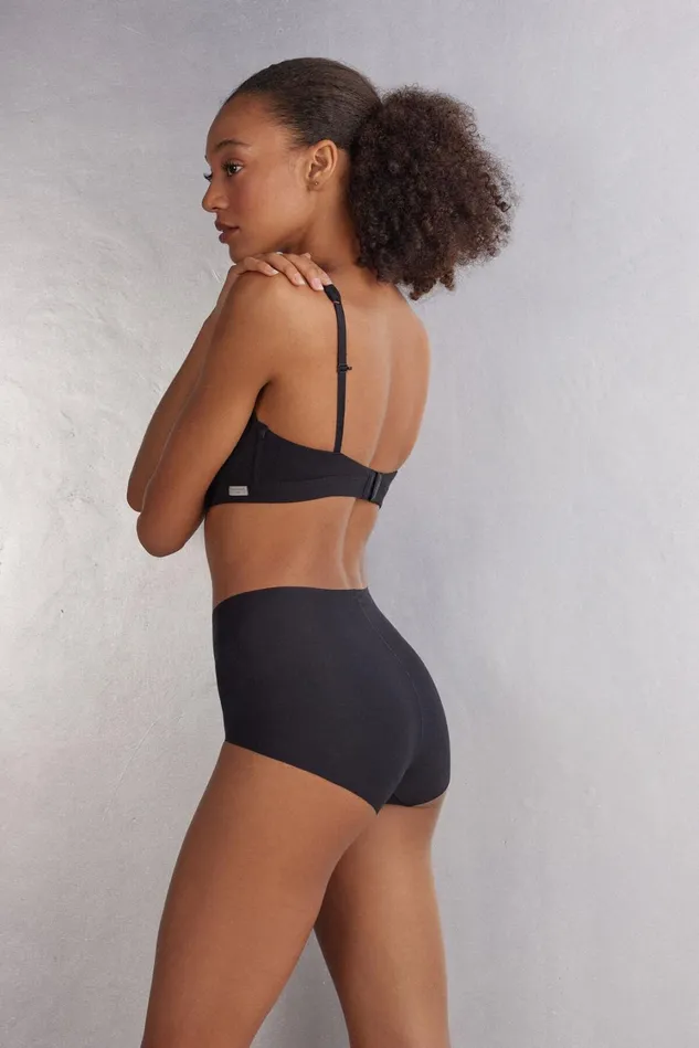 Intimissimi Bikini Panties Women Light Shaping Cotton High Waist Panties Black 019 8211 Black
