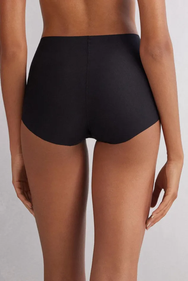 Intimissimi Bikini Panties Women Light Shaping Cotton High Waist Panties Black 019 8211 Black