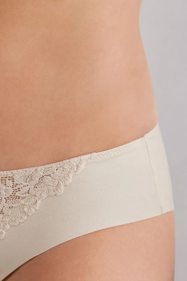 Intimissimi Bikini Panties Women Pretty Flowers Seamless Cotton Panties 2280 8211 Avorio Crema