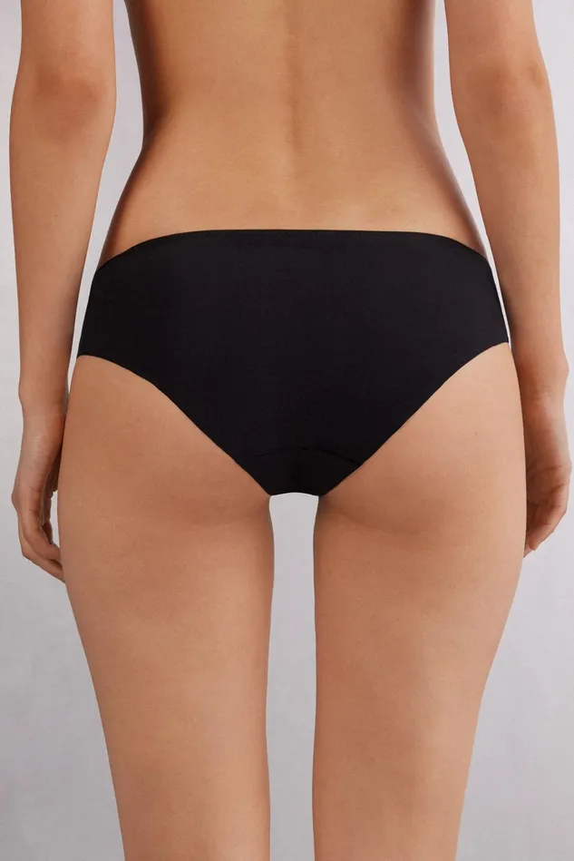 Intimissimi Bikini Panties Women Pretty Flowers Seamless Cotton Panties Black 019 8211 Black