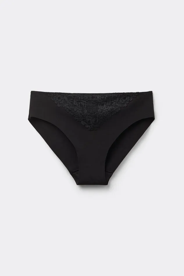 Intimissimi Bikini Panties Women Pretty Flowers Seamless Cotton Panties Black 019 8211 Black