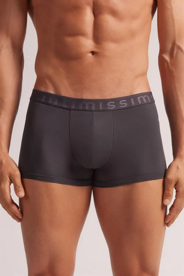 Intimissimi Boxers Men Microfiber Logo Boxer Shorts Grey 4712 8211 Dark Grey