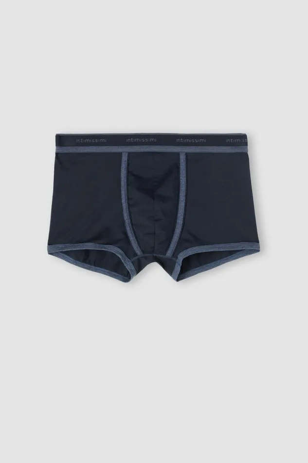 Intimissimi Boxers Men Superior Cotton Boxers With Logo Blue 844i 8211 Midnight Blueheathered Denim Blue