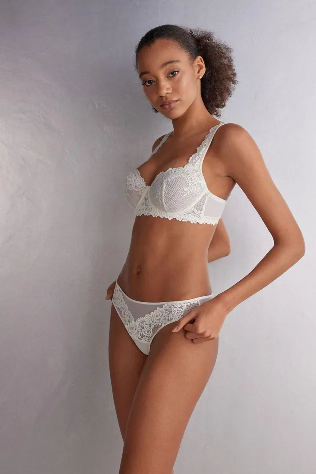 Intimissimi Brazilian Cut Women Pretty Flowers Brazilian Ivory 2127 8211 Talc White