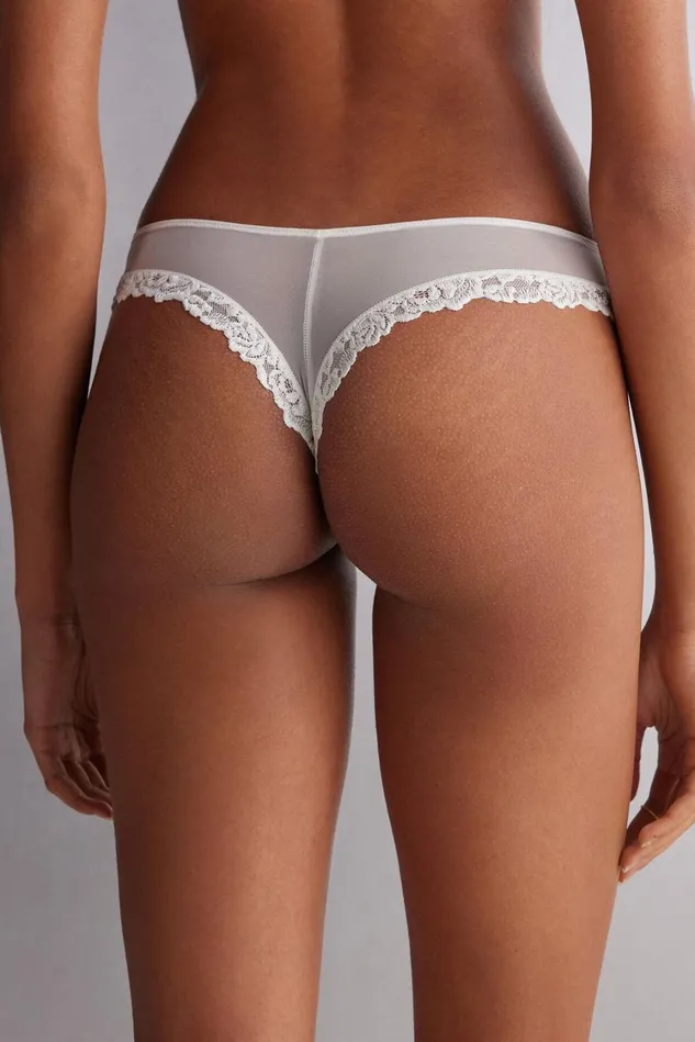 Intimissimi Brazilian Cut Women Pretty Flowers Brazilian Ivory 2127 8211 Talc White