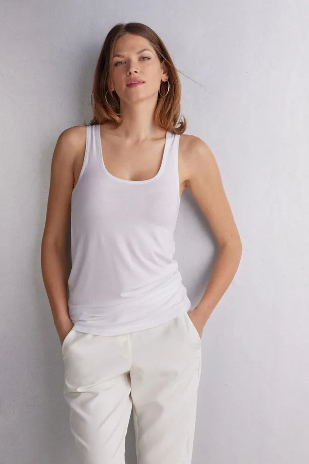 Intimissimi Camisoles Tank Tops Women Long Micromodal Tank Top White 7478 8211 Milk White