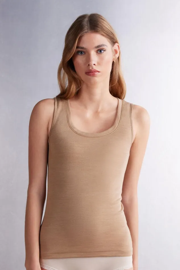 Intimissimi Camisoles Tank Tops Women Wool and Cotton Tank Top Brown 2328 8211 Camel Intimissimi Camisoles Tank Tops Women Wool and Cotton Tank Top Brown 2328 8211 Camel