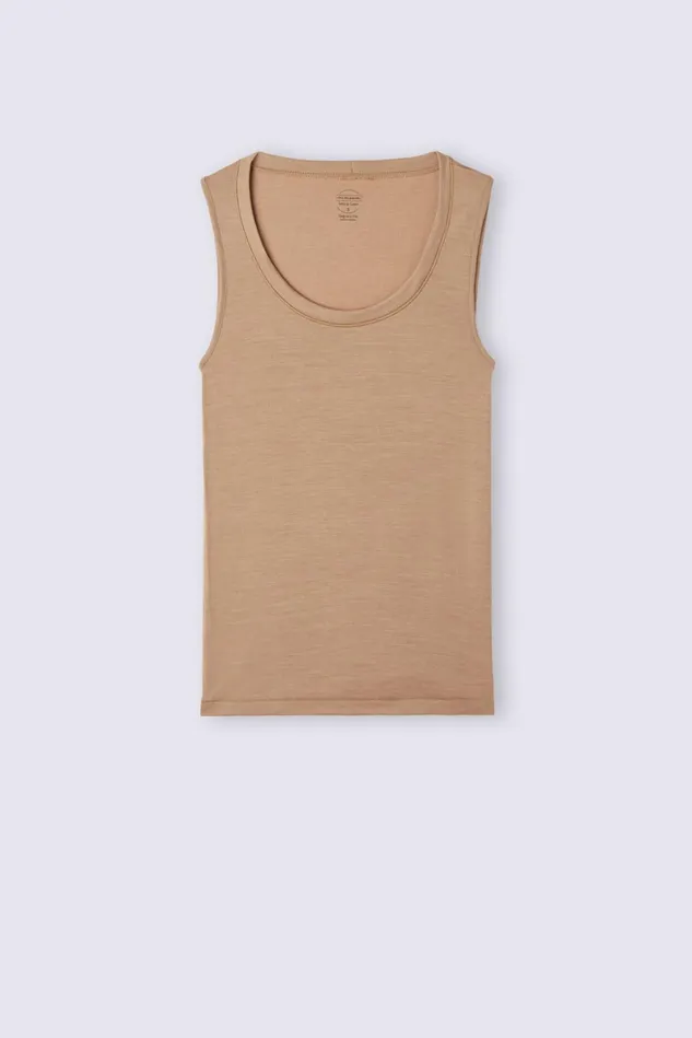 Intimissimi Camisoles Tank Tops Women Wool and Cotton Tank Top Brown 2328 8211 Camel