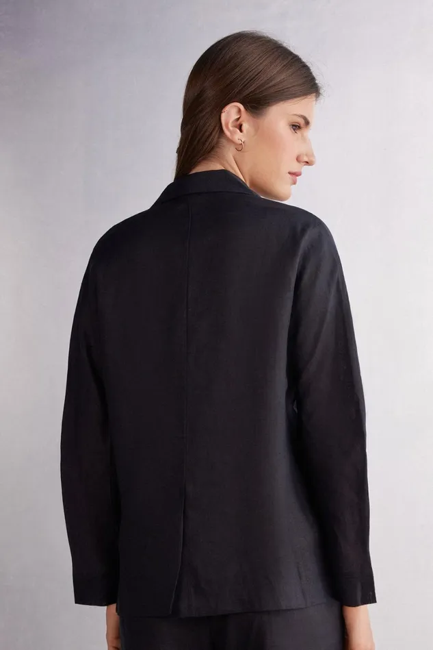 Intimissimi Cardigans Jackets Women Linen Cloth Double Breasted Jacket Black 019 8211 Black