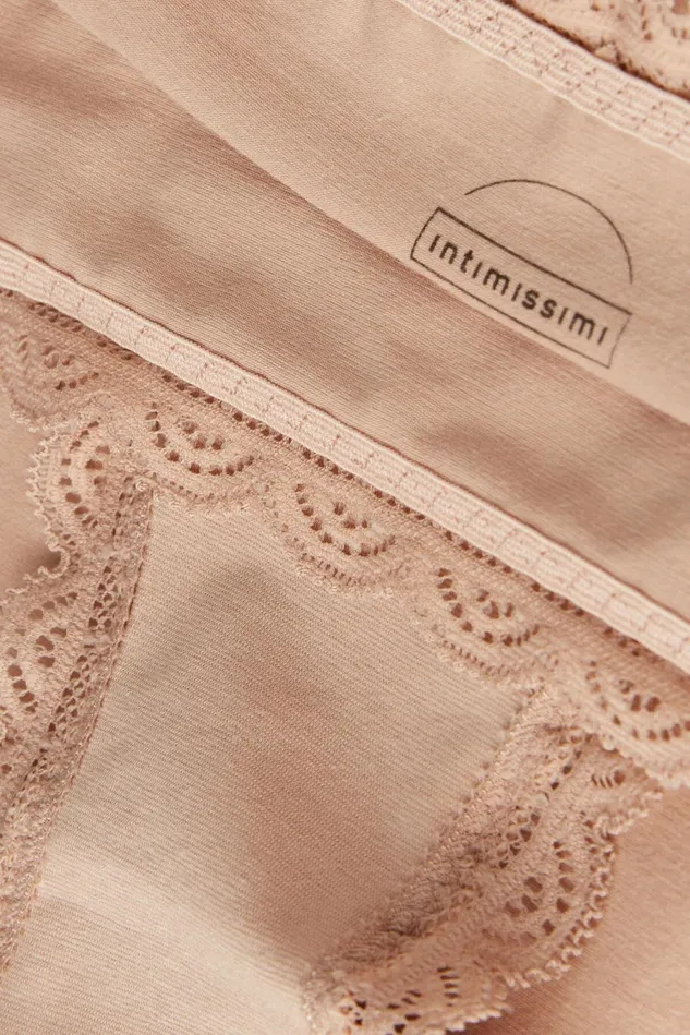 Intimissimi HighWaisted Briefs Women High Rise Cotton And Lace Hipsters 044 8211 Honey Soft Beige