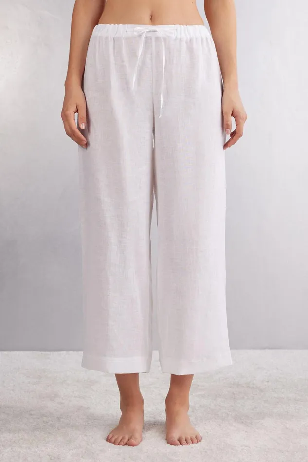 Intimissimi Leggings Pants Women Full Length Linen Cloth Pants With Drawstring White 001 8211 White Intimissimi Leggings Pants Women Full Length Linen Cloth Pants With Drawstring White 001 8211 White