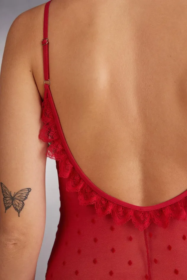 Intimissimi Lingerie Bodysuits Women Winter Of Love Tulle Bodysuit Red 9888 8211 Candy Apple Red