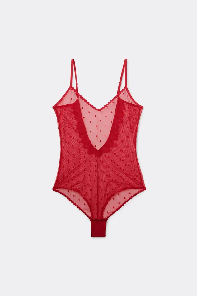 Intimissimi Lingerie Bodysuits Women Winter Of Love Tulle Bodysuit Red 9888 8211 Candy Apple Red