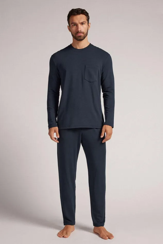 Intimissimi Long Pajamas Men Full Length Plush Modal Pajamas Blue 800 8211 Blu Notte Intimissimi Long Pajamas Men Full Length Plush Modal Pajamas Blue 800 8211 Blu Notte