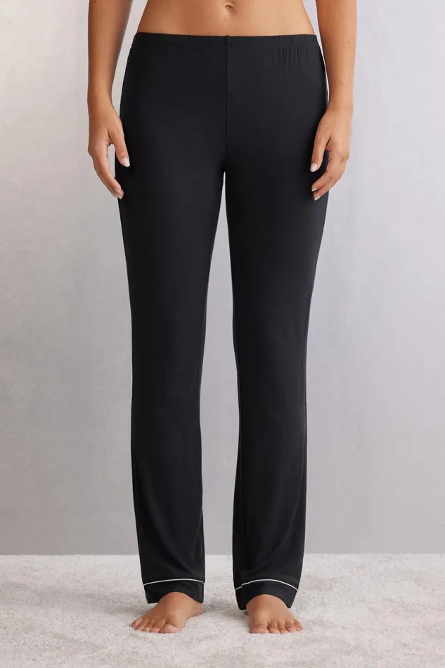 Intimissimi Long Pajamas Women Long Micromodal Trousers Black 019 8211 Black