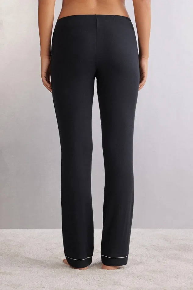Intimissimi Long Pajamas Women Long Micromodal Trousers Black 019 8211 Black