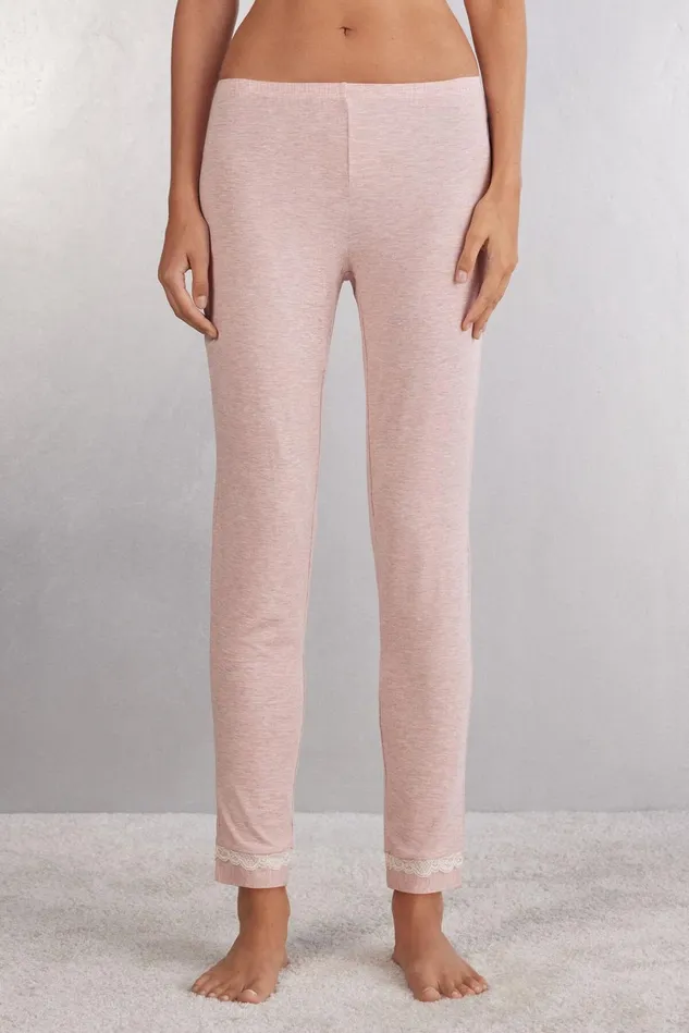 Intimissimi Long Pajamas Women Long Modal Lace Detail Trousers Pale Pink 008j 8211 Heathered Light Pink Intimissimi Long Pajamas Women Long Modal Lace Detail Trousers Pale Pink 008j 8211 Heathered Light Pink
