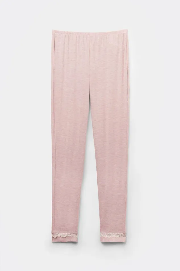Intimissimi Long Pajamas Women Long Modal Lace Detail Trousers Pale Pink 008j 8211 Heathered Light Pink