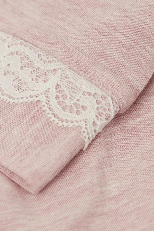 Intimissimi Long Pajamas Women Long Modal Lace Detail Trousers Pale Pink 008j 8211 Heathered Light Pink