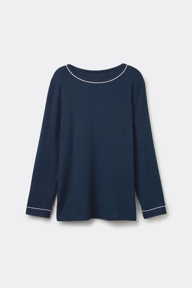 Intimissimi Long Pajamas Women Long Sleeve Modal Top Blue 1467 8211 Intense Blue