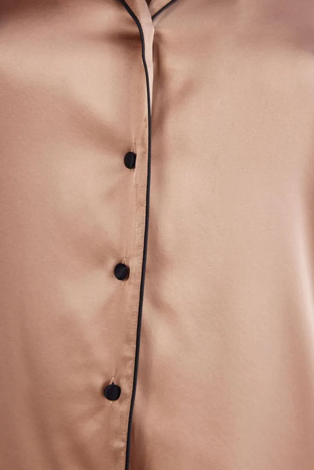 Intimissimi Long Pajamas Women Swear Cut Silk Jacket Natural 163i 8211 Satin Pink