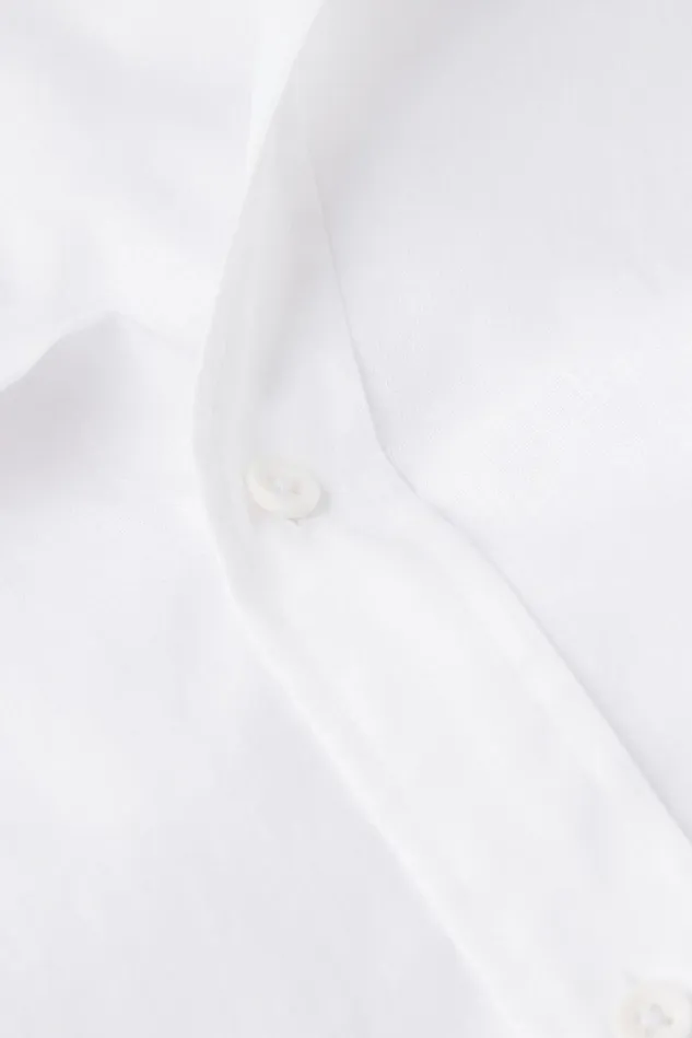 Intimissimi Long Sleeve Tops Men Band Collar Linen And Cotton Shirt White 001 8211 White