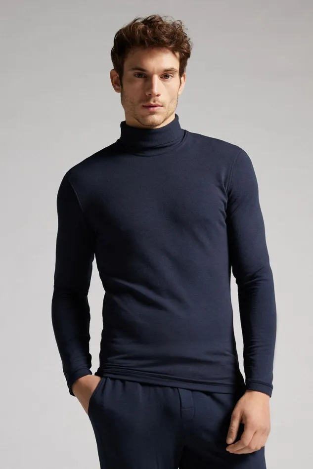 Intimissimi Long Sleeve Tops Men LongSleeve HighNeck ModalCashmere Top 800 8211 Blu Notte
