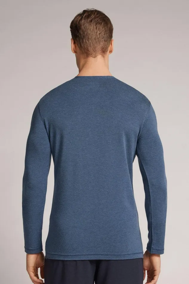 Intimissimi Long Sleeve Tops Men LongSleeve ModalCashmere Top Blue 5210 8211 Denim Blue Blend