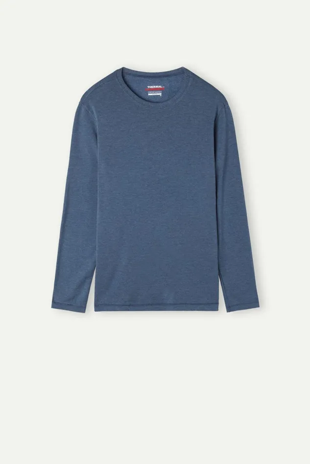 Intimissimi Long Sleeve Tops Men LongSleeve ModalCashmere Top Blue 5210 8211 Denim Blue Blend