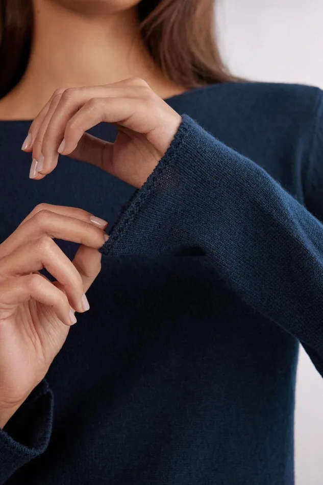 Intimissimi Long Sleeve Tops Women 100 Cashmere Long Sleeve Top Blue 1467 8211 Intense Blue