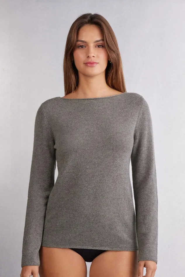 Intimissimi Long Sleeve Tops Women 100 Cashmere Long Sleeve Top Grey 456j 8211 Medium Grey Mel Intimissimi Long Sleeve Tops Women 100 Cashmere Long Sleeve Top Grey 456j 8211 Medium Grey Mel