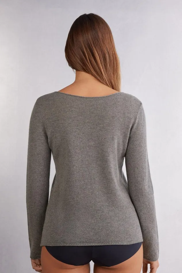 Intimissimi Long Sleeve Tops Women 100 Cashmere Long Sleeve Top Grey 456j 8211 Medium Grey Mel