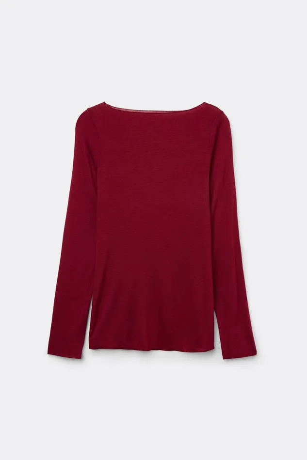 Intimissimi Long Sleeve Tops Women Boat Neck Modal Cashmere Ultralight Top Red 770j 8211 Vamp Red
