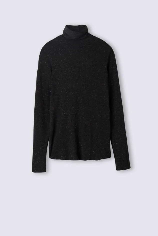 Intimissimi Long Sleeve Tops Women Turtleneck Top In Modal Light With Cashmere Lam Black 5079 8211 Black Lameacute