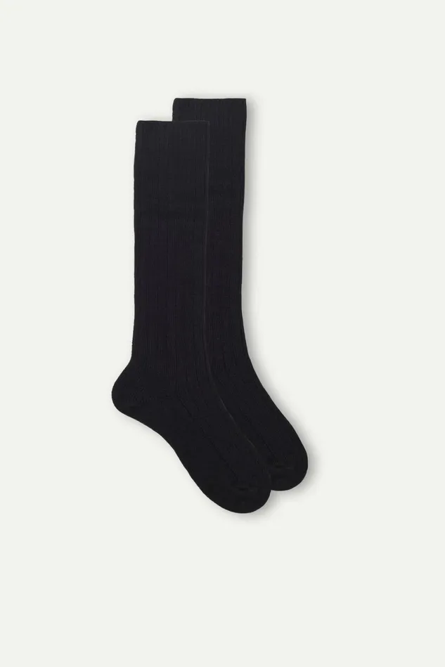 Intimissimi Long Socks Men Long Ribbed Socks In Cashmere And Wool Black 019 8211 Black Intimissimi Long Socks Men Long Ribbed Socks In Cashmere And Wool Black 019 8211 Black