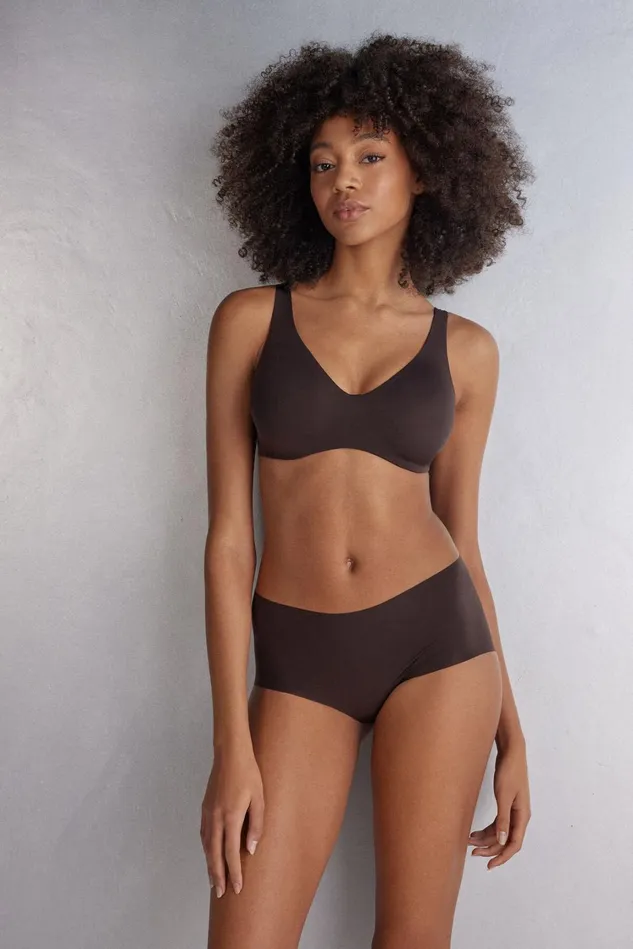 Intimissimi NonPadded Women Greta Comfort Lounge Balconette Bra In Ultralight Microfiber 705j 8211 Mocha Moka Brown